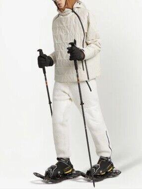Zegna cloud white wool blend fleece texture Panelled Jogger Ski Pant